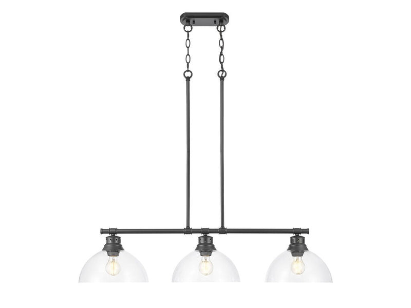 Golden 3602-3LP BLK-CLR Three Light Linear Pendant, Matte Black