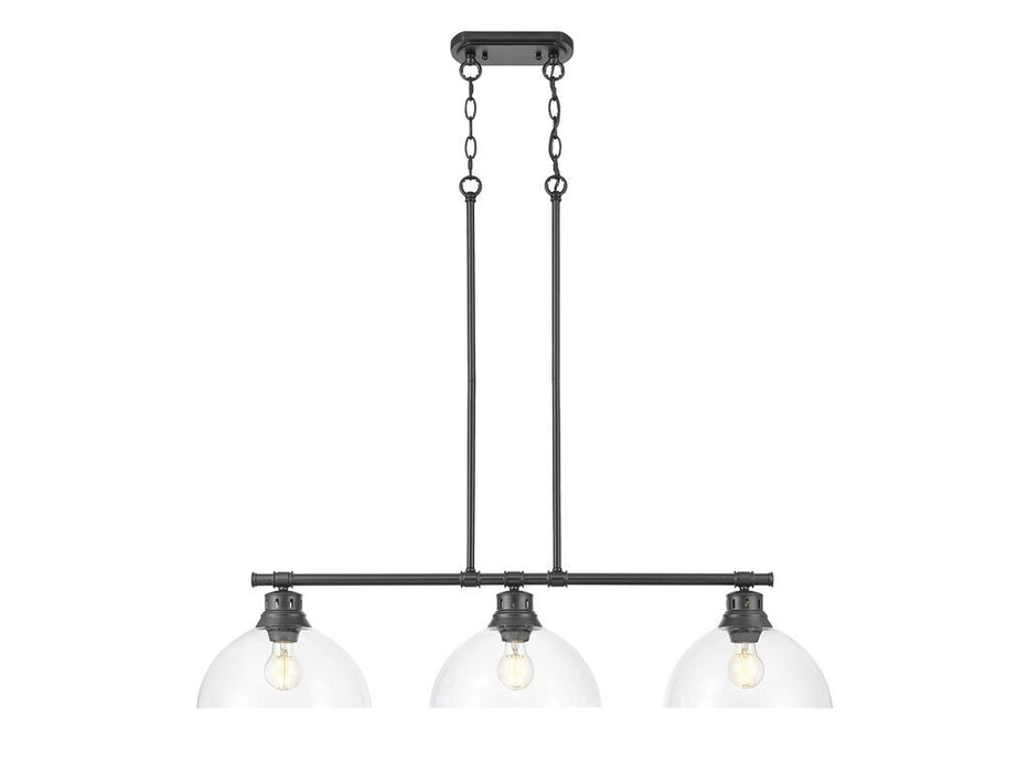 Golden 3602-3LP BLK-CLR Three Light Linear Pendant, Matte Black