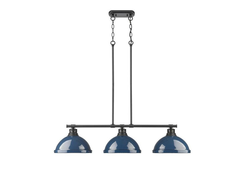Golden 3602-3LP BLK-NVY Three Light Linear Pendant, Matte Black