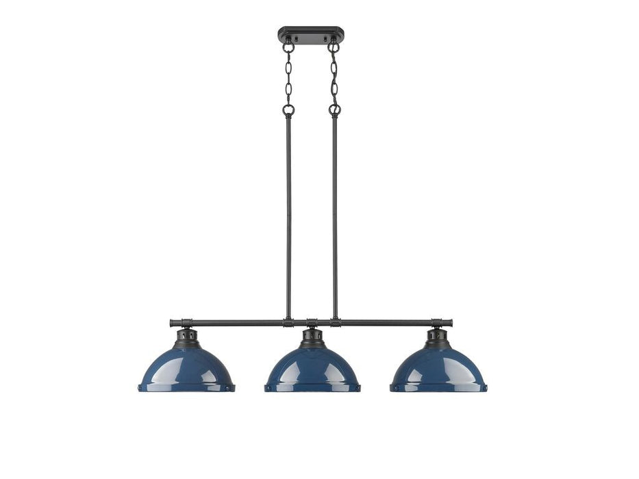 Golden 3602-3LP BLK-NVY Three Light Linear Pendant, Matte Black