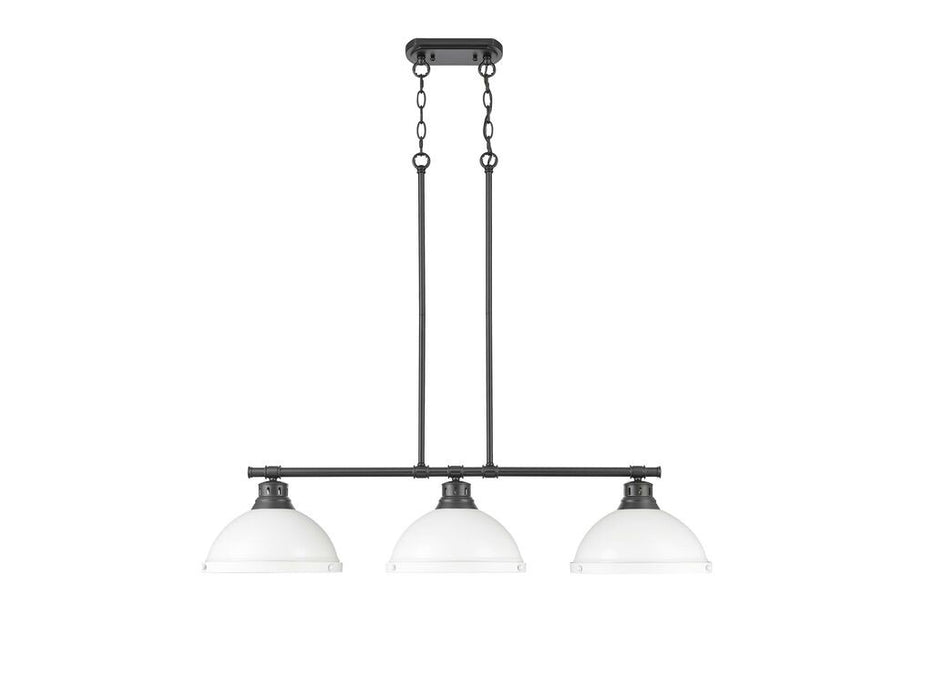 Golden 3602-3LP BLK-WHT Three Light Linear Pendant, Matte Black