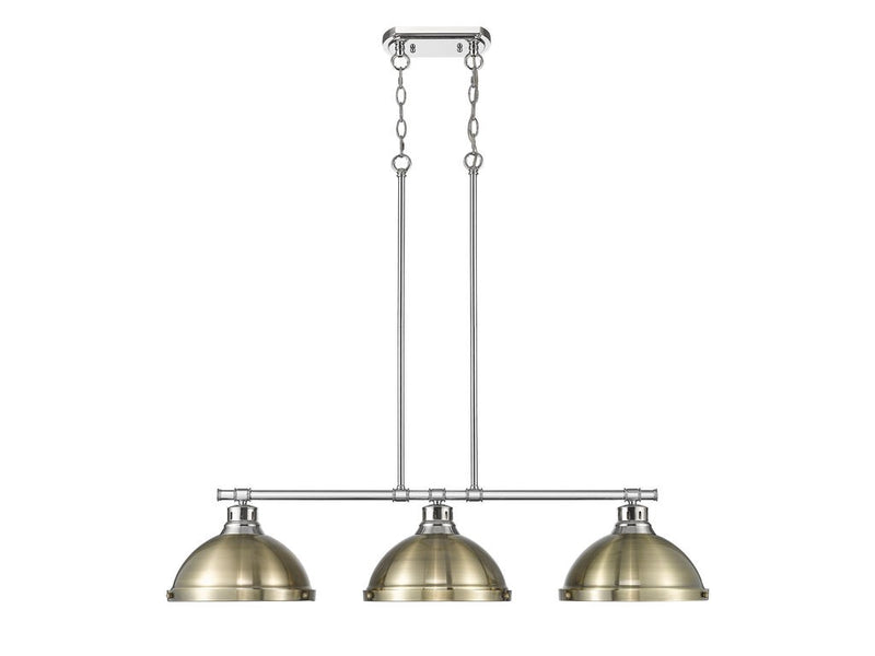Golden 3602-3LP CH-AB Three Light Linear Pendant, Chrome