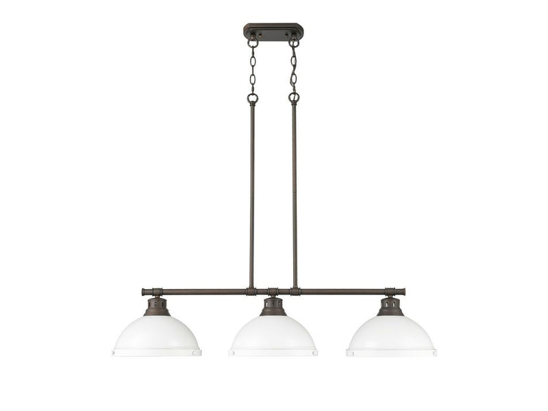 Golden 3602-3LP RBZ-WHT Three Light Linear Pendant, Rubbed Bronze