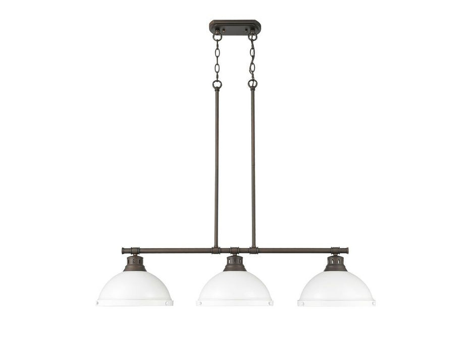 Golden 3602-3LP RBZ-WHT Three Light Linear Pendant, Rubbed Bronze