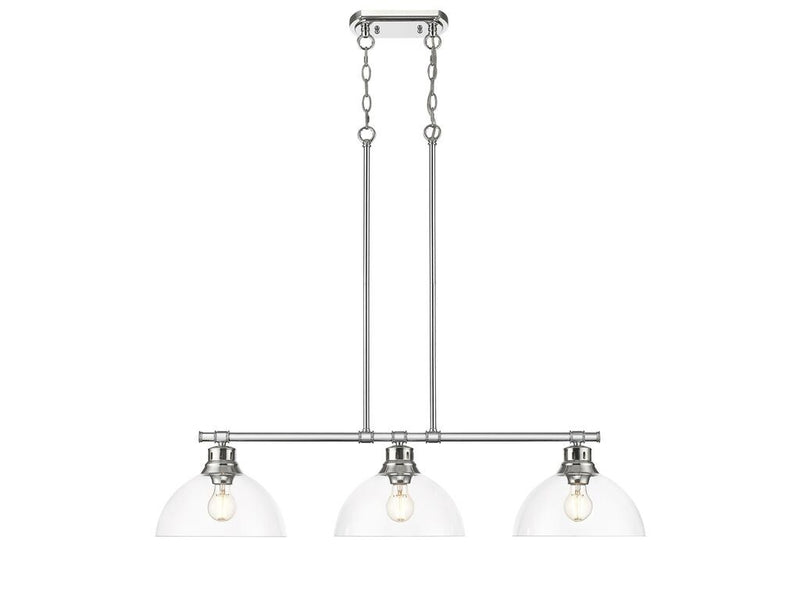 Golden 3602-3LP CH-CLR Three Light Linear Pendant, Chrome