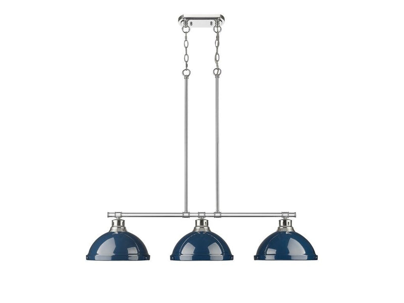 Golden 3602-3LP CH-NVY Three Light Linear Pendant, Chrome