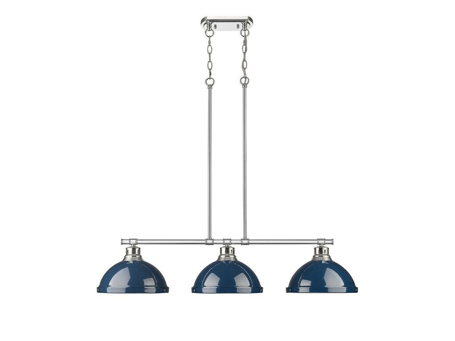 Golden 3602-3LP CH-NVY Three Light Linear Pendant, Chrome