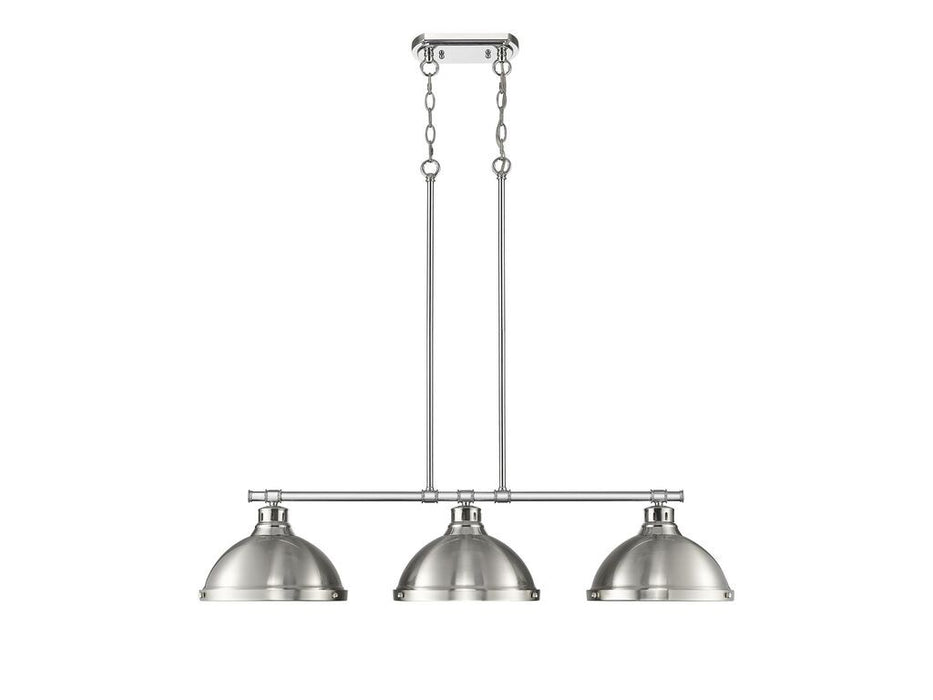 Golden 3602-3LP CH-PW Three Light Linear Pendant, Chrome
