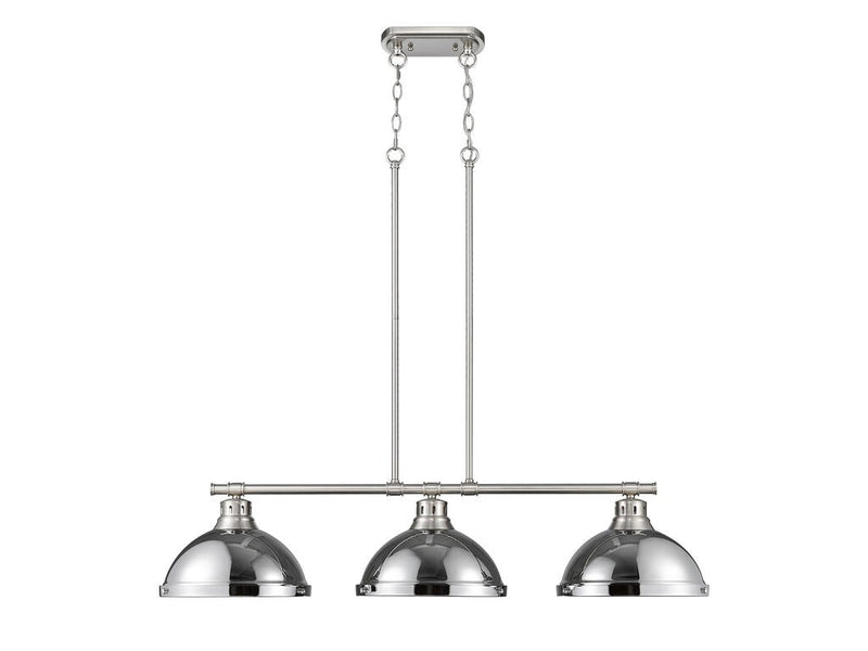 Golden 3602-3LP PW-CH Three Light Linear Pendant, Pewter