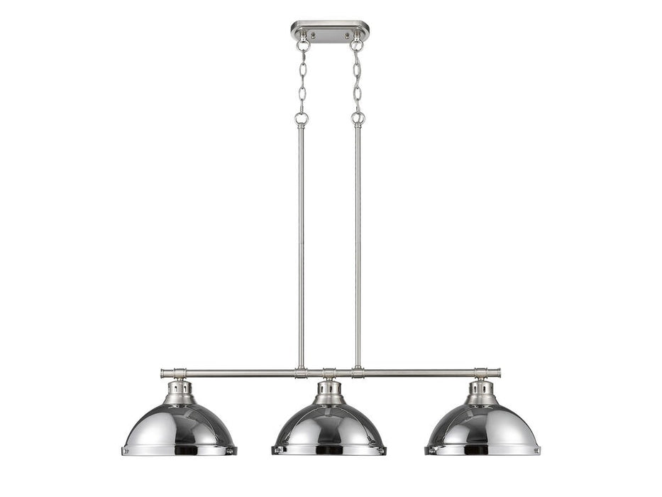 Golden 3602-3LP PW-CH Three Light Linear Pendant, Pewter