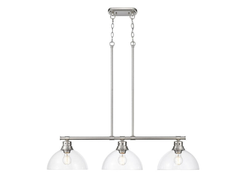 Golden 3602-3LP PW-CLR Three Light Linear Pendant, Pewter