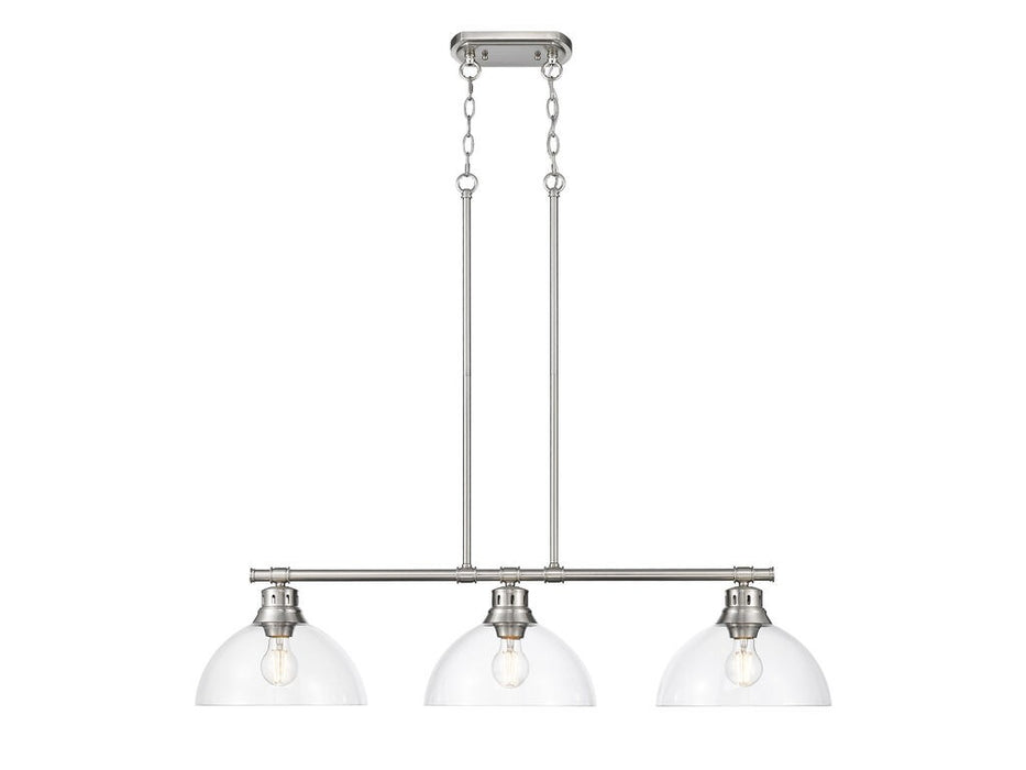 Golden 3602-3LP PW-CLR Three Light Linear Pendant, Pewter
