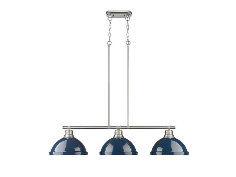 Golden 3602-3LP PW-NVY Three Light Linear Pendant, Pewter
