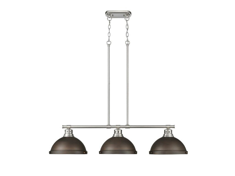Golden 3602-3LP PW-RBZ Three Light Linear Pendant, Pewter