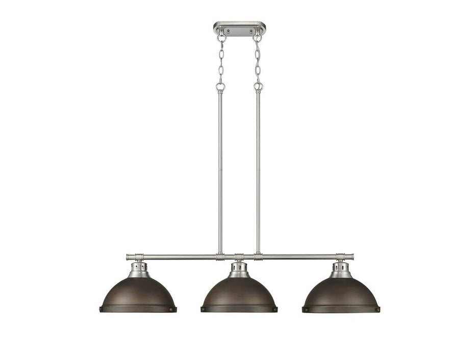 Golden 3602-3LP PW-RBZ Three Light Linear Pendant, Pewter
