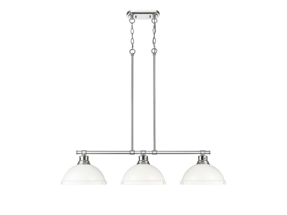 Golden 3602-3LP PW-WHT Three Light Linear Pendant, Pewter