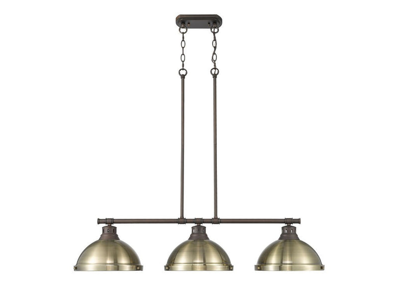 Golden 3602-3LP RBZ-AB Three Light Linear Pendant, Rubbed Bronze