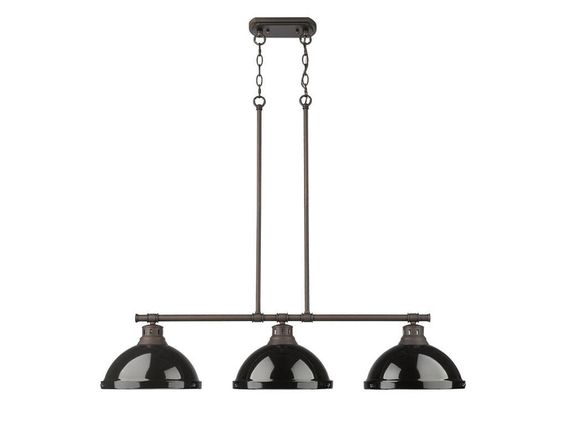 Golden 3602-3LP RBZ-BK Three Light Linear Pendant, Rubbed Bronze
