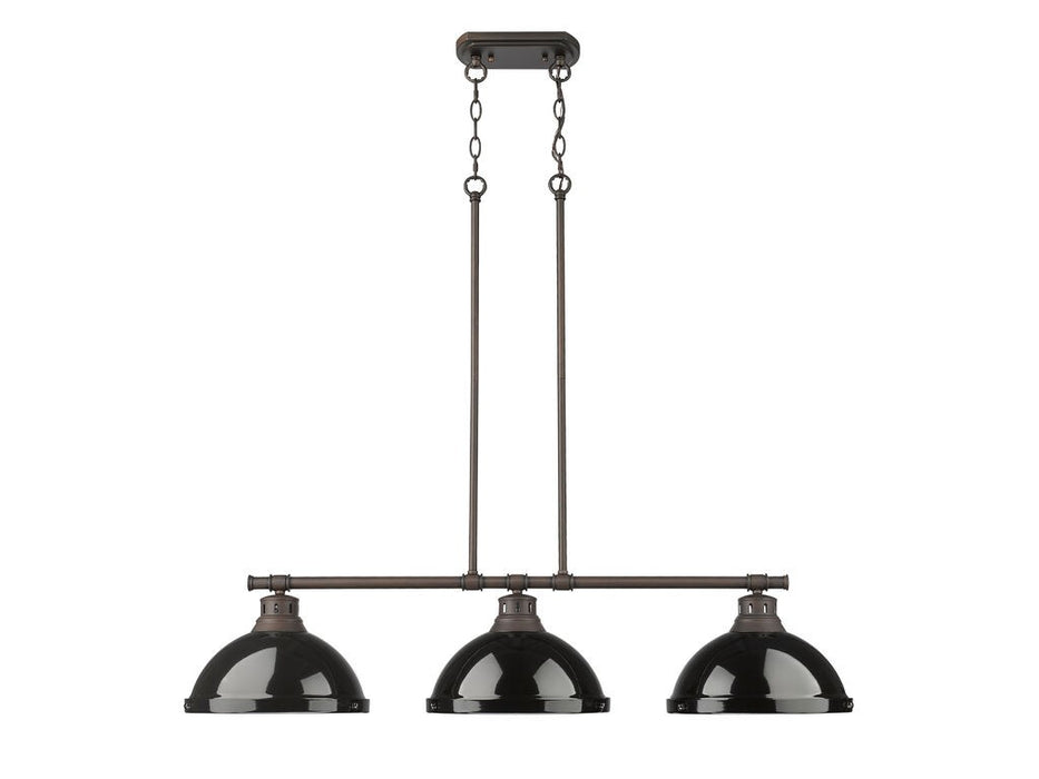 Golden 3602-3LP RBZ-BK Three Light Linear Pendant, Rubbed Bronze