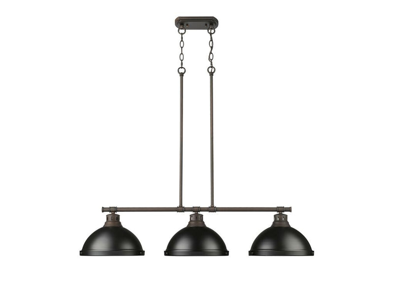 Golden 3602-3LP RBZ-BLK Three Light Linear Pendant, Rubbed Bronze