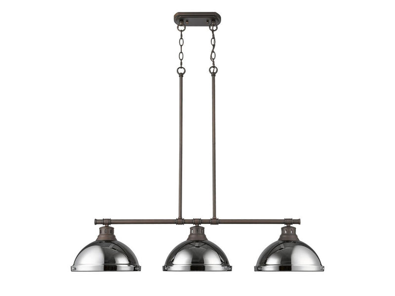 Golden 3602-3LP RBZ-CH Three Light Linear Pendant, Rubbed Bronze