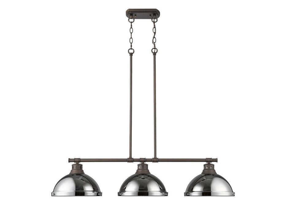 Golden 3602-3LP RBZ-CH Three Light Linear Pendant, Rubbed Bronze