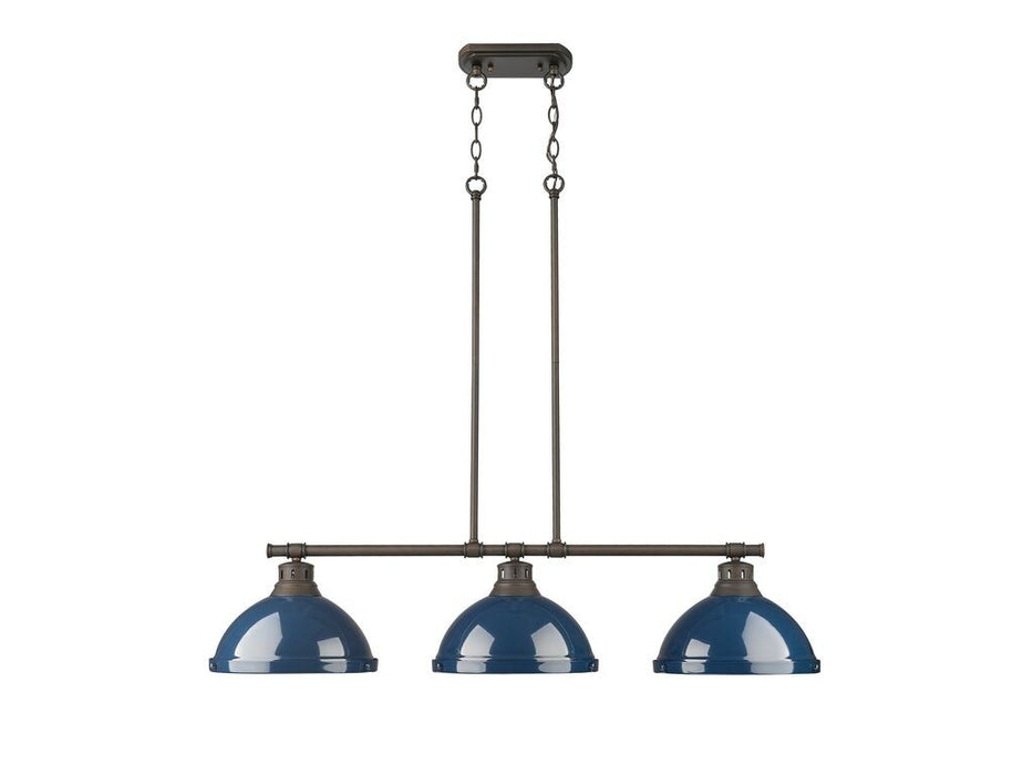Golden 3602-3LP RBZ-NVY Three Light Linear Pendant, Rubbed Bronze