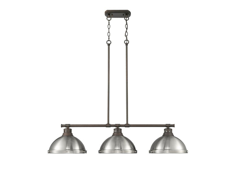 Golden 3602-3LP RBZ-PW Three Light Linear Pendant, Rubbed Bronze