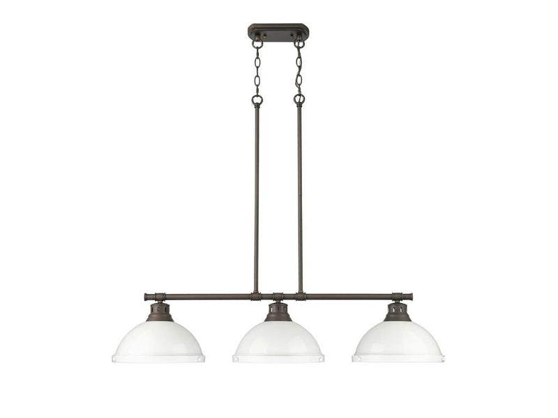 Golden 3602-3LP RBZ-WH Three Light Linear Pendant, Rubbed Bronze