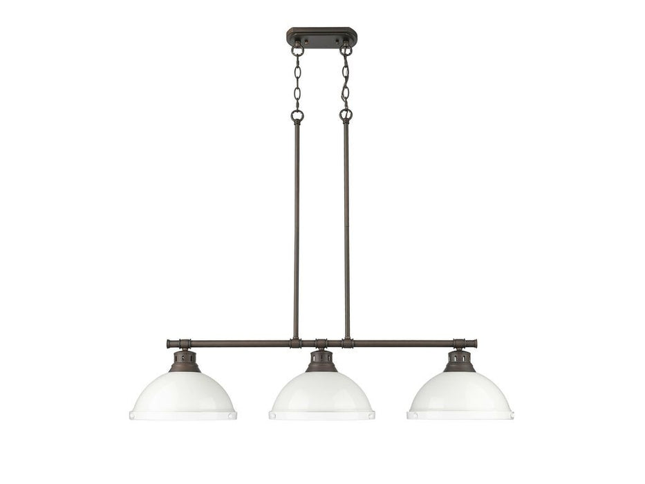 Golden 3602-3LP RBZ-WH Three Light Linear Pendant, Rubbed Bronze