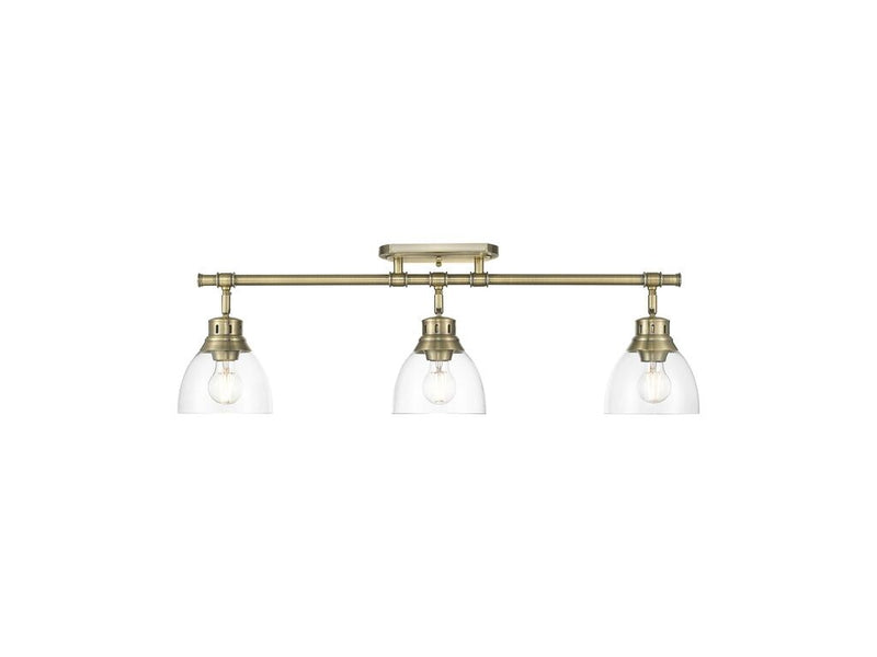 Golden 3602-3SF AB-CLR Three Light Semi-Flush Mount, Aged Brass