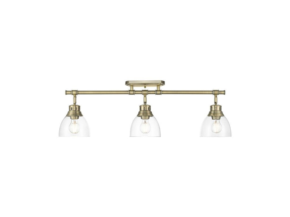 Golden 3602-3SF AB-CLR Three Light Semi-Flush Mount, Aged Brass