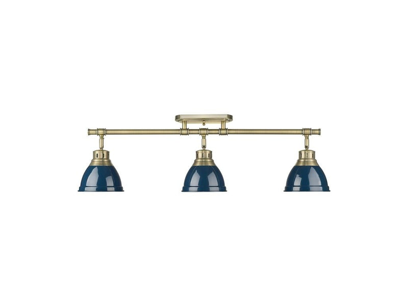 Golden 3602-3SF AB-NVY Three Light Semi-Flush Mount, Aged Brass