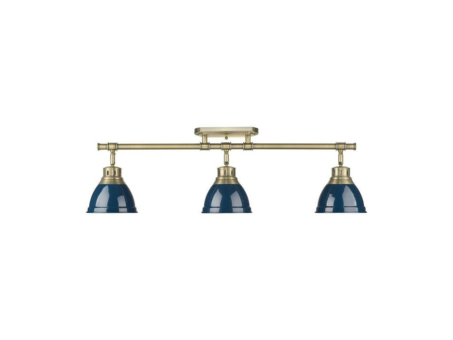 Golden 3602-3SF AB-NVY Three Light Semi-Flush Mount, Aged Brass