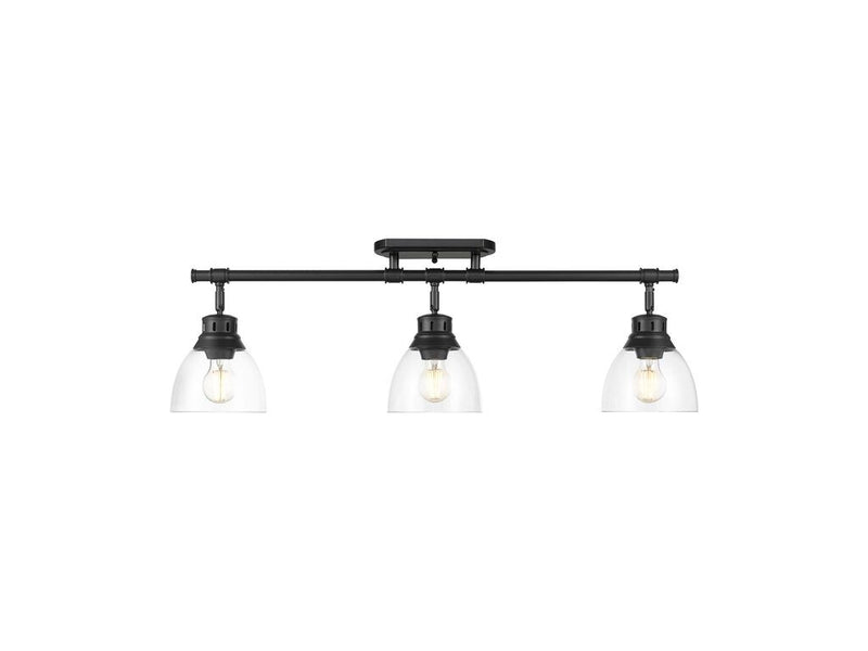 Golden 3602-3SF BLK-CLR Three Light Semi-Flush Mount, Matte Black