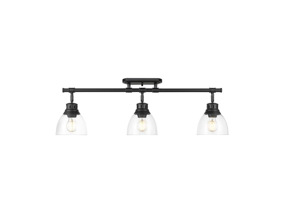 Golden 3602-3SF BLK-CLR Three Light Semi-Flush Mount, Matte Black