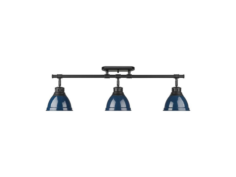 Golden 3602-3SF BLK-NVY Three Light Semi-Flush Mount, Matte Black