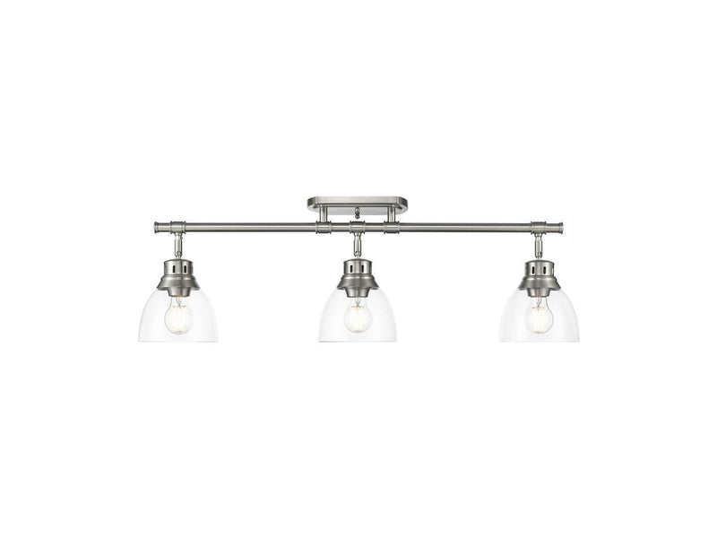 Golden 3602-3SF PW-CLR Three Light Semi-Flush Mount, Pewter