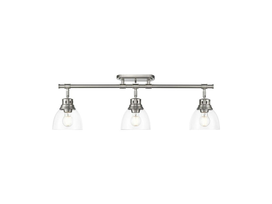 Golden 3602-3SF PW-CLR Three Light Semi-Flush Mount, Pewter