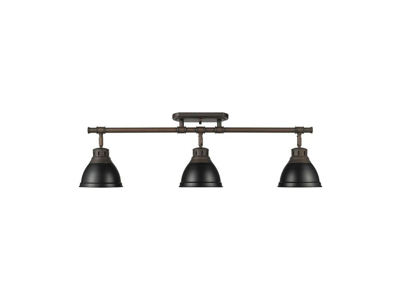 Golden 3602-3SF RBZ-BLK Three Light Semi-Flush Mount, Rubbed Bronze