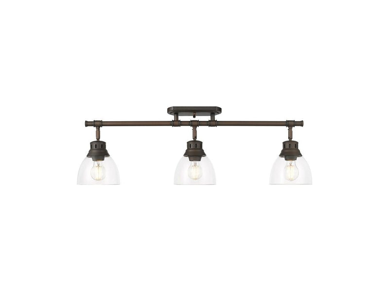 Golden 3602-3SF RBZ-CLR Three Light Semi-Flush Mount, Rubbed Bronze