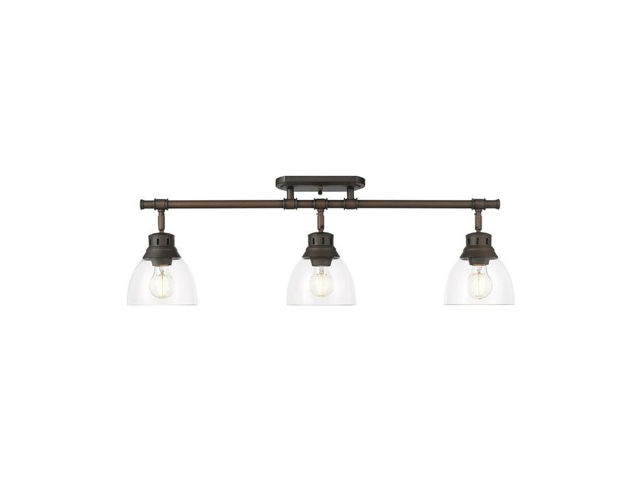 Golden 3602-3SF RBZ-CLR Three Light Semi-Flush Mount, Rubbed Bronze