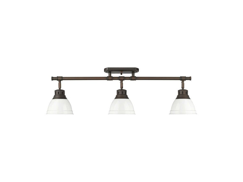 Golden 3602-3SF RBZ-WH Three Light Semi-Flush Mount, Rubbed Bronze
