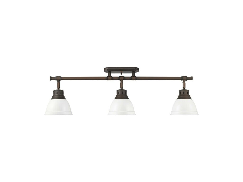 Golden 3602-3SF RBZ-WHT Three Light Semi-Flush Mount, Rubbed Bronze