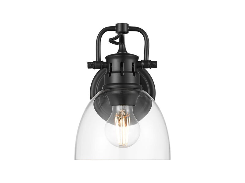 Golden 3602-BA1 BLK-CLR One Light Vanity, Matte Black