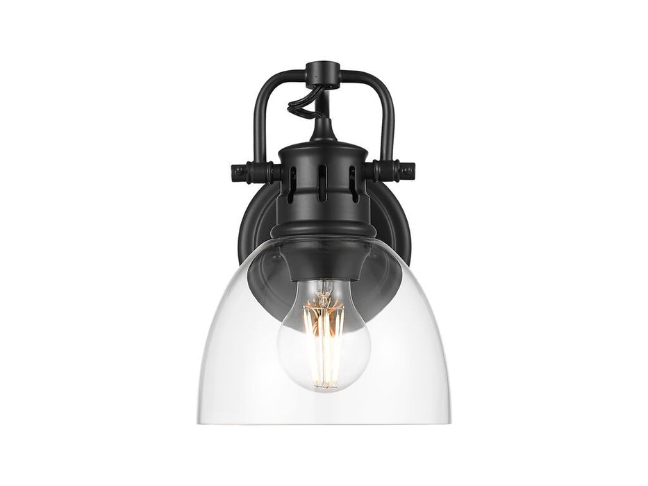 Golden 3602-BA1 BLK-CLR One Light Vanity, Matte Black