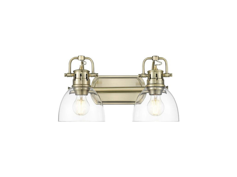 Golden 3602-BA2 AB-CLR Two Light Vanity, Aged Brass