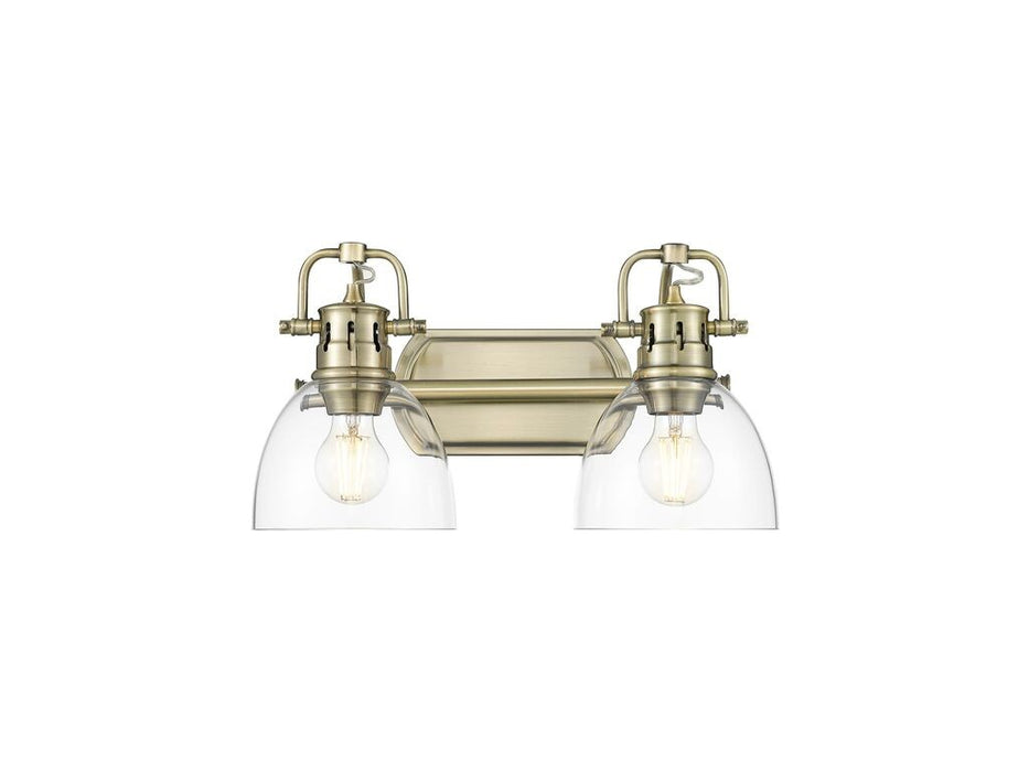 Golden 3602-BA2 AB-CLR Two Light Vanity, Aged Brass