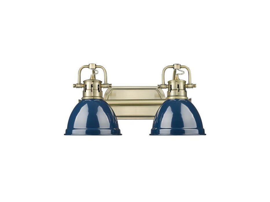 Golden 3602-BA2 AB-NVY Two Light Vanity, Aged Brass