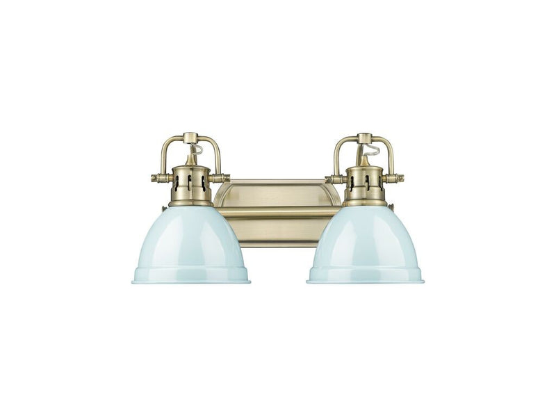 Golden 3602-BA2 AB-SF Two Light Vanity, Aged Brass
